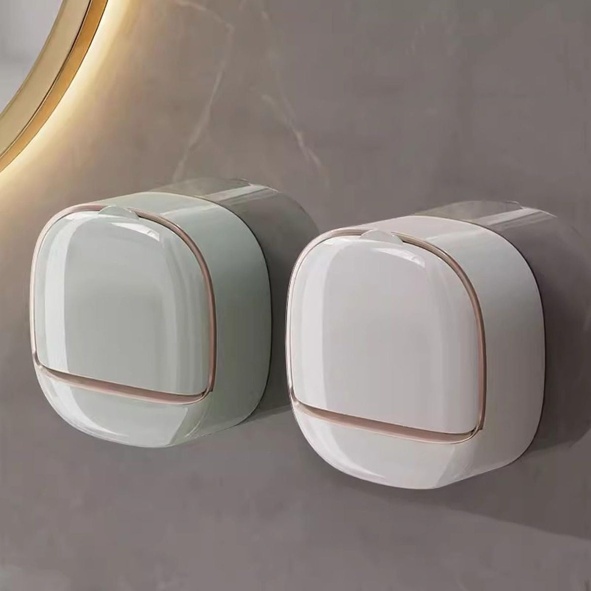 Wall Mounted Soap Holder with Lid and Tray(Comes with Free Self Adhesive Wall Hook)